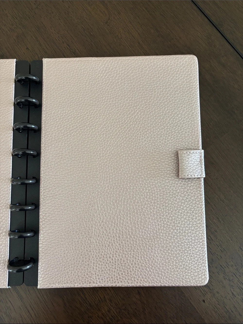 TUL Half Letter / Junior Size Disc Planner Cover Pebbled Light Rose Gold Leather